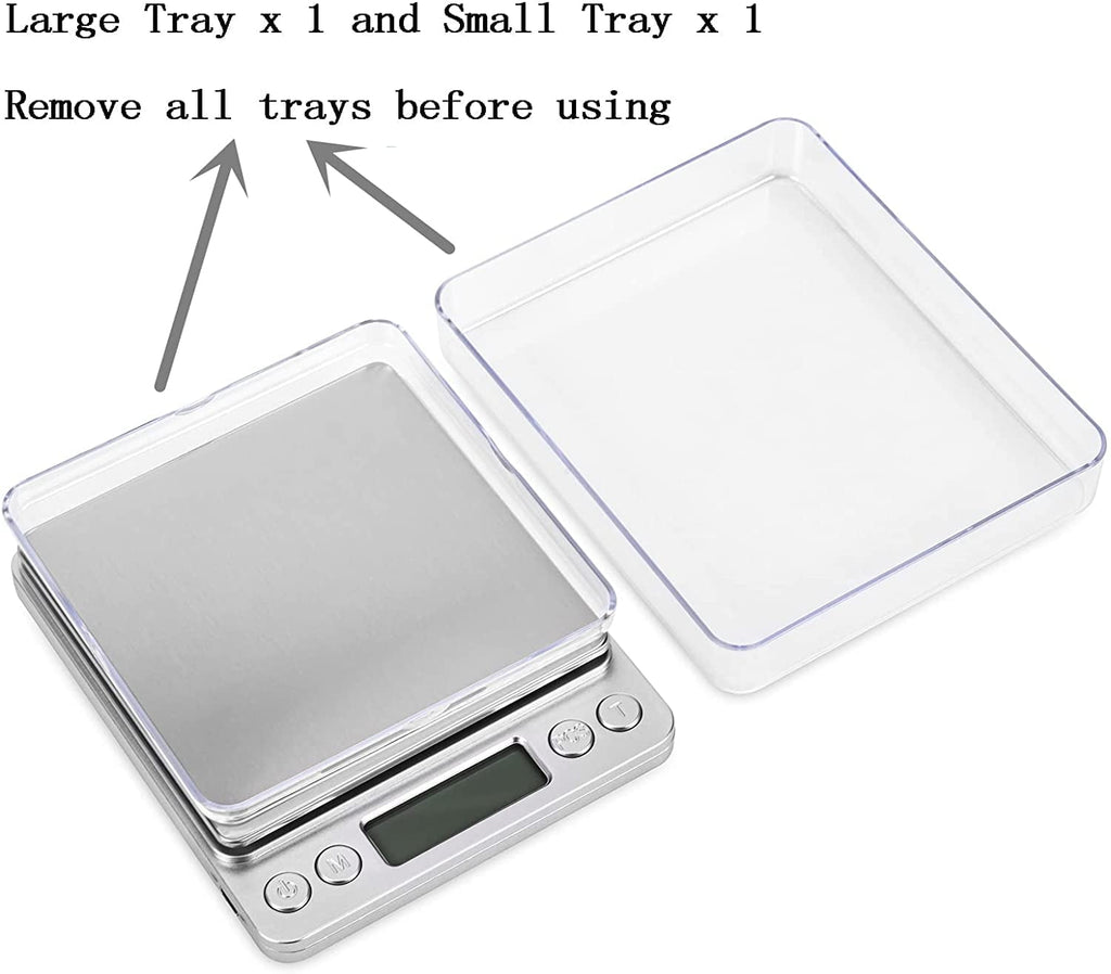 500g/ 0.01g Small Pocket Jewelry Scale, Digital Kitchen Scale with 2 Trays, Stainless Steel Gram Scales Weight Gram a... - Image 3