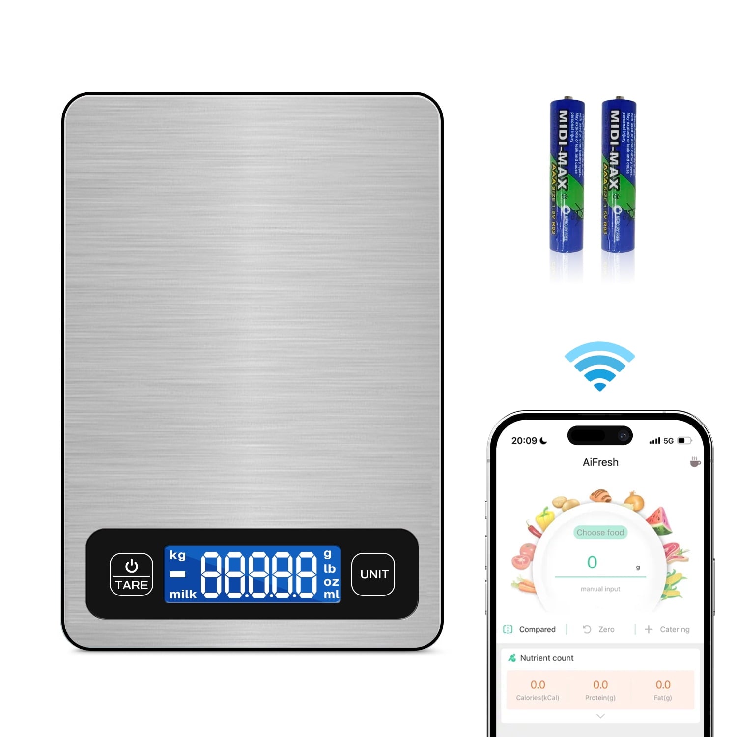 Behome Food Scale, Digital Kitchen Scales 10kg/22lb with Large LCD Display, Food Weighing Scales for Baking, Weight L...