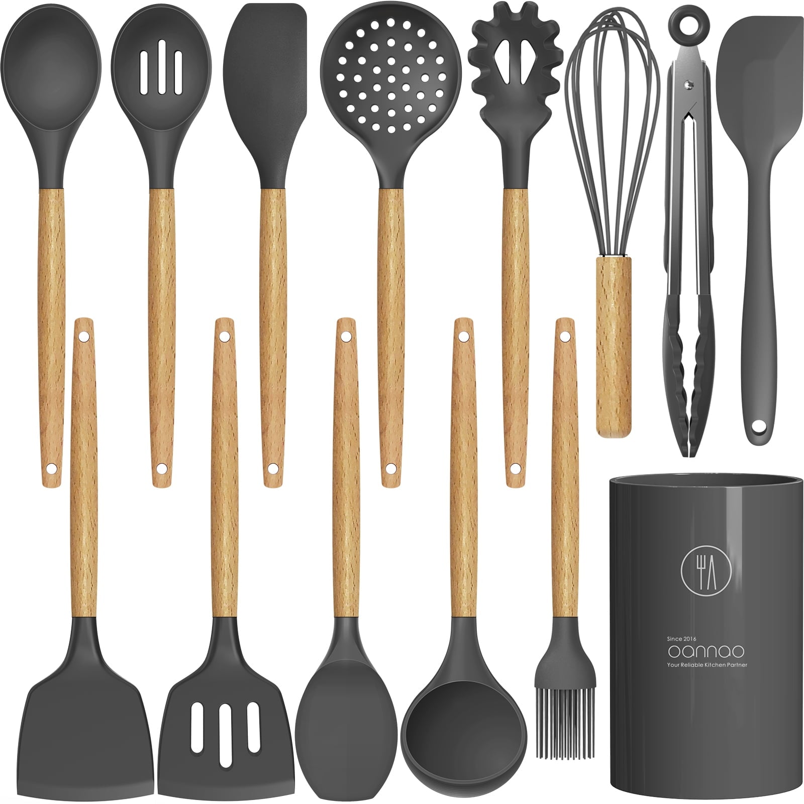 Silicone Cooking Utensils Set - 446°F Heat Resistant Silicone Kitchen Utensils for Cooking,Kitchen Utensil Spatula Se...